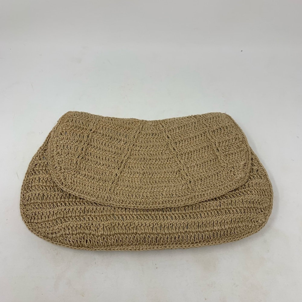 J McLaughlin Woven Straw Clutch
